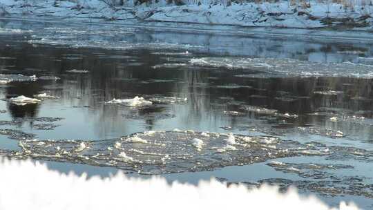 冬天湖面结冰视频素材模板下载