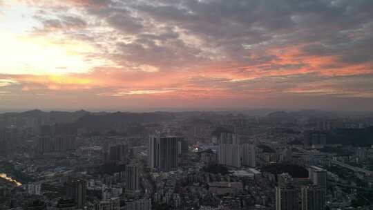 航拍贵阳火烧云贵阳大景