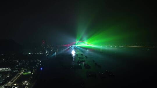 2023年广州南沙明珠湾大桥灯光秀视频素材模板下载