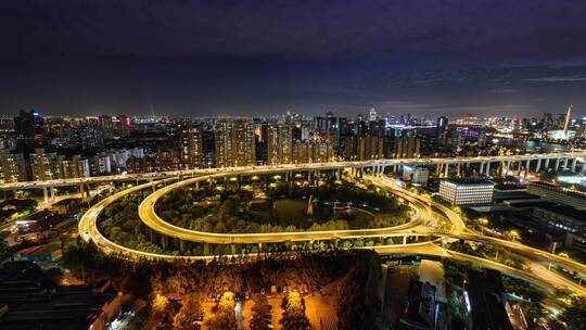 上海南浦大桥夜景车流延时