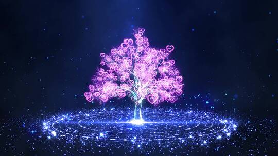 led水晶心树梦幻动态背景粒子01视频素材模板下载