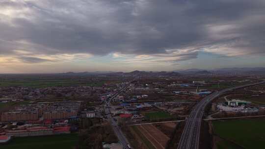 航拍 初冬 秋天 北方 大景 空境