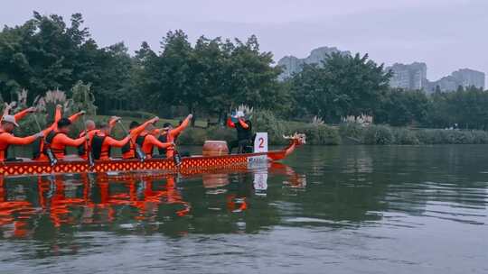 高清航拍四川眉山划龙舟比赛端午节