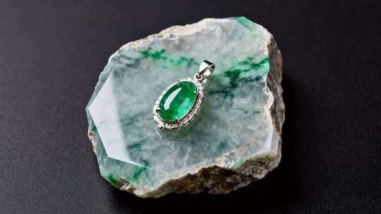 翡翠玉石吊坠特写