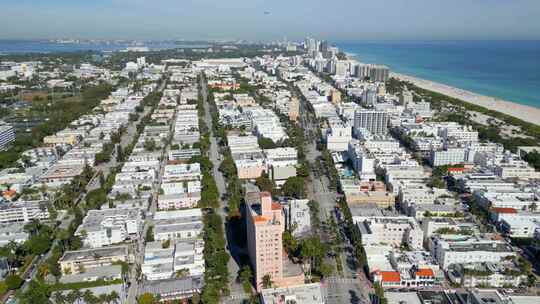 空中天桥建立拍摄迈阿密海滩南海滩佛罗里达州视频素材模板下载