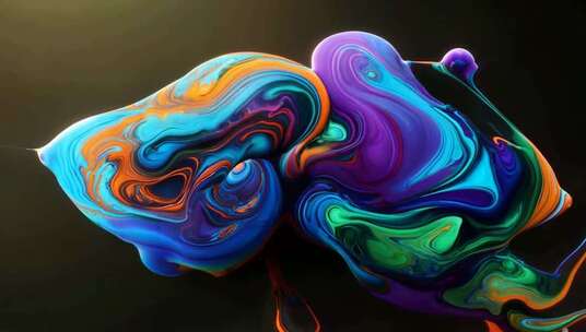 彩色流动抽象艺术液体素材