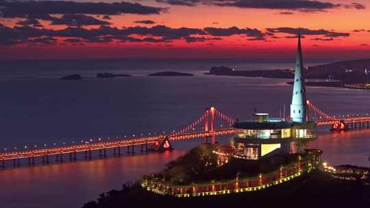 大连星海湾夜景航拍