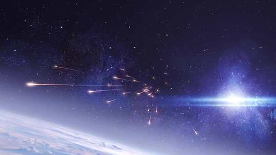 太空流星划过星空场景