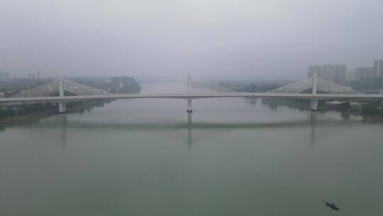 航拍湖南衡阳湘江大桥视频素材模板下载