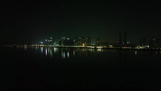 杭州钱江新城夜景航拍