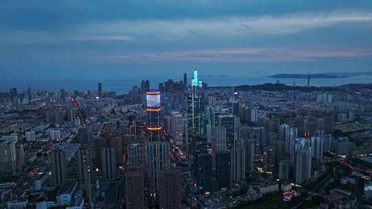 青岛中央商务区夜景市北CBD夜景视频素材模板下载