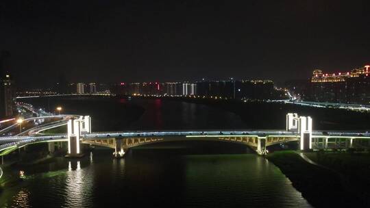 城市航拍泉州田安大桥夜景灯光