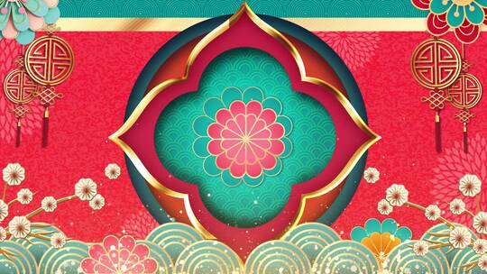 4k国潮风虎年舞台背景视频