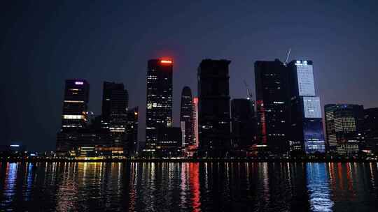 广州夜景延时城市夜晚建筑风光江滨风景