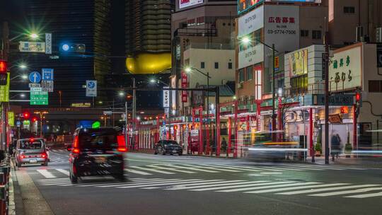 日本东京街道夜景延时