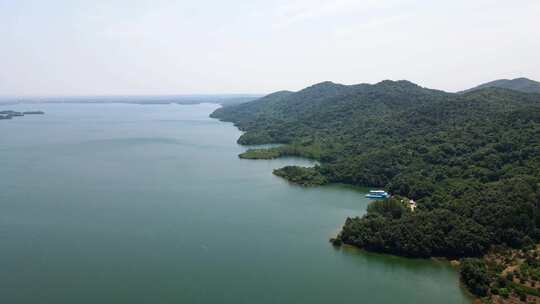 航拍绝美航拍湖景，湖北松滋洈水风景区湖景