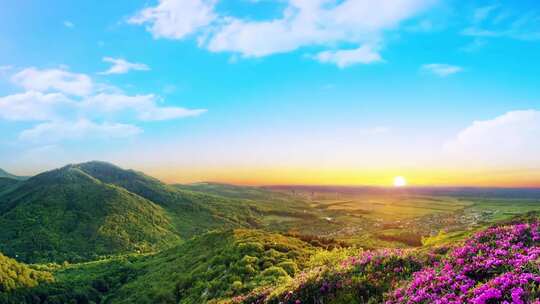 大气山川日出背景