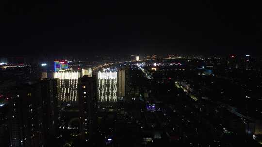 河南平顶山城市夜景航拍