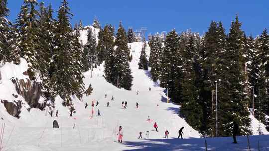滑雪场人群滑雪