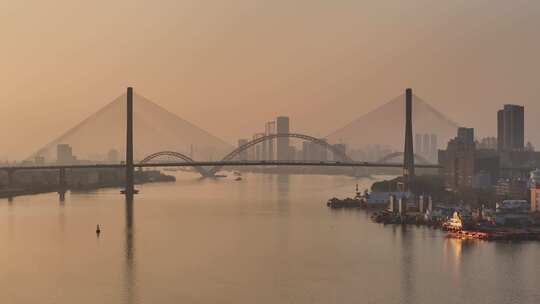 中国广东省广州市番禺大桥视频素材模板下载
