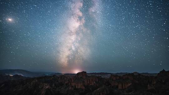 冰沟丹霞星空延时摄影视频素材模板下载