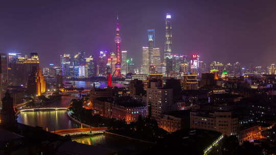 上海老外白渡桥在中国吴嵩上空延时