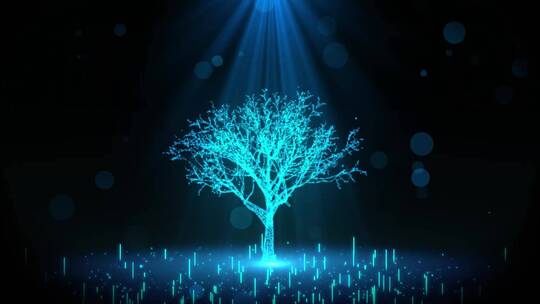 唯美梦幻背景蓝色粒子树