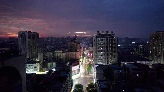 4k航拍湖南省衡阳市湘江夜景