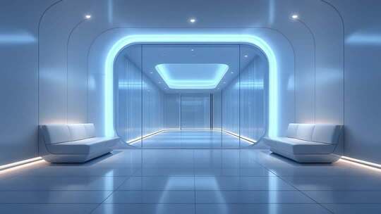 未来主义风格走廊的科技感视觉呈现