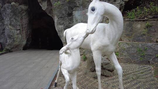 郴州苏仙岭传奇故事白鹿洞白鹿雕塑视频素材模板下载