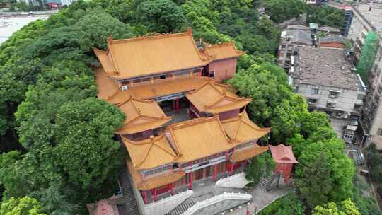 航拍衡阳回雁峰景区雁峰烟雨雁峰寺