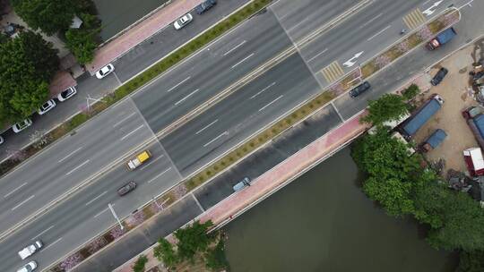 航拍城市风景 车流