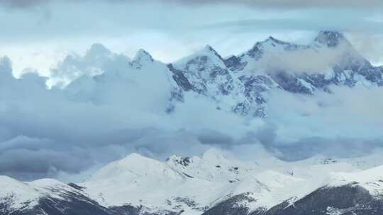 航拍西藏林芝冬季雪山风光