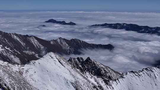 川西雪山云海航拍，四姑娘山，巴郎山