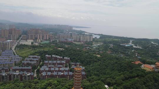 航拍湖南岳阳圣安寺4A景区