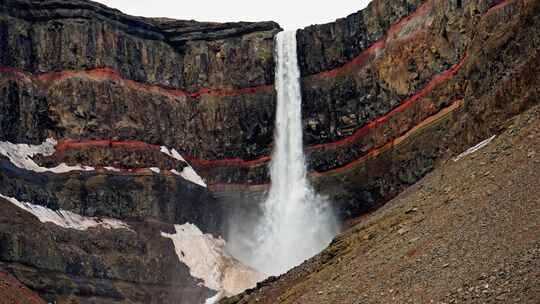 冰岛，瀑布，悬崖，Hengifoss