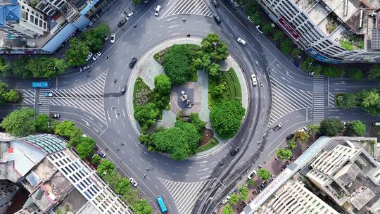 合集俯拍城市圆形交通转盘