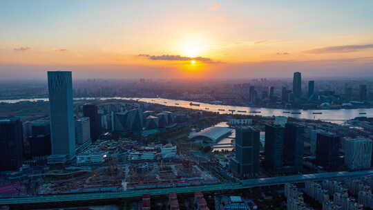 上海前滩商务区日落延时