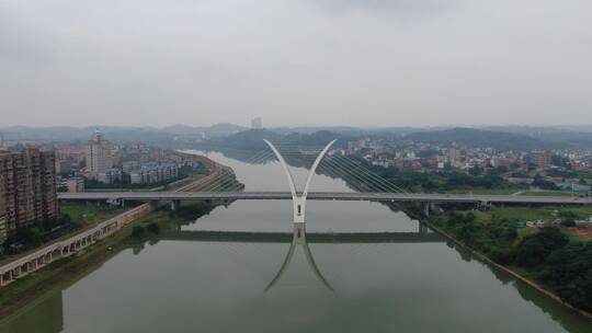 城市航拍湖南邵阳雪峰大桥视频素材模板下载