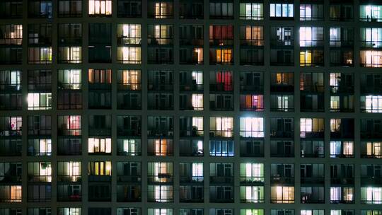 城市公寓的万家灯火视频素材模板下载