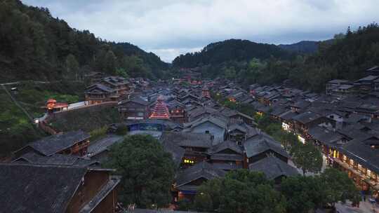 贵州黔东南州凯里市黎平县肇兴侗寨夜景风光