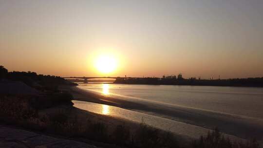 黄河 夕阳 落日 生态 日落 自然