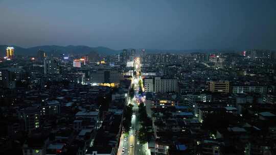 夜景航拍夜晚灯光灯火通明城镇乡镇