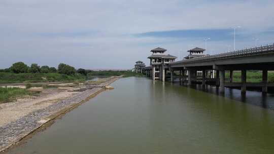 渭河生态景区灞渭桥4k航拍大桥视频素材模板下载