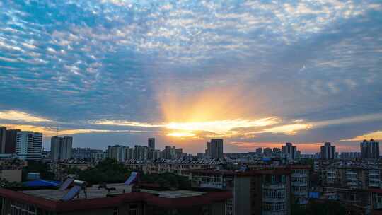 城市日落太阳落山8K延时