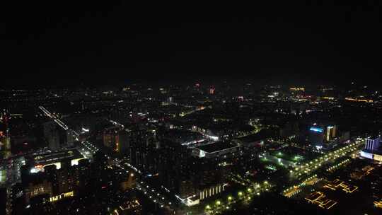 河南许昌城市夜景灯光航拍