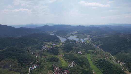 山川丘陵农乡村田园航拍