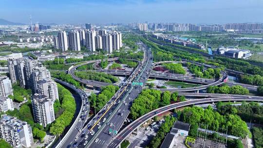 苏州城市立交桥航拍全景