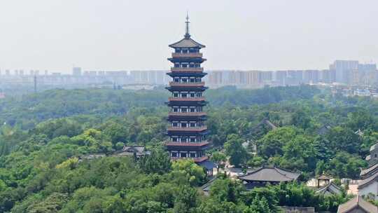 航拍扬州观音山大明寺栖灵塔景区