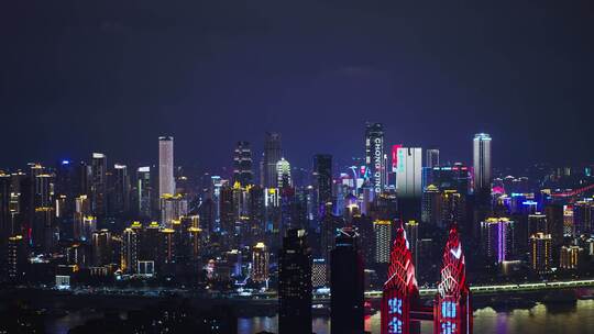 重庆夜景8k航拍渝中区全景视频素材模板下载